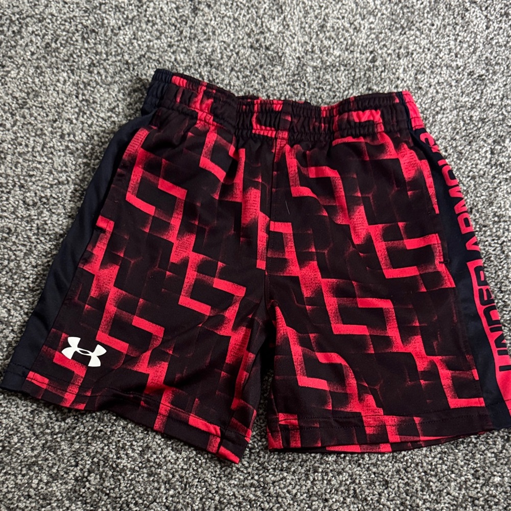 Under Armour Boys Athletic Shorts in Red and Black